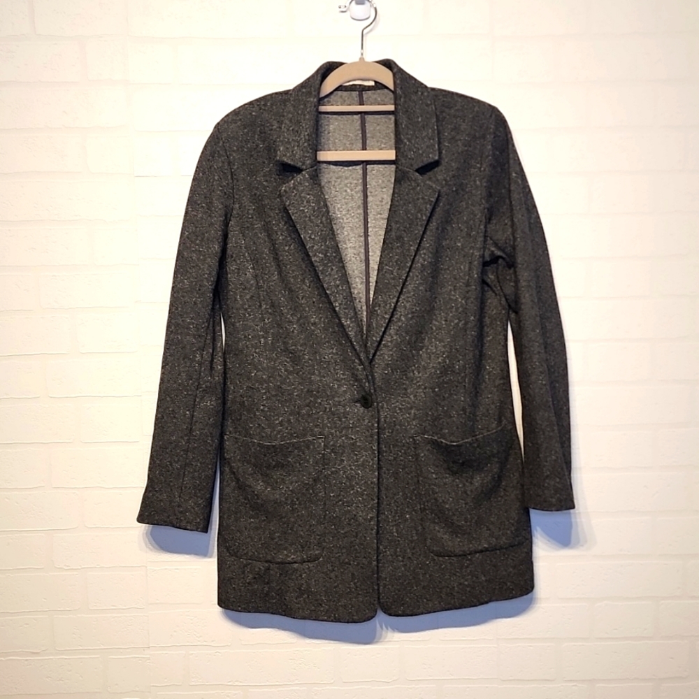 Eileen Fisher Organic Cotton Gray Tweed Blazer Sz Small